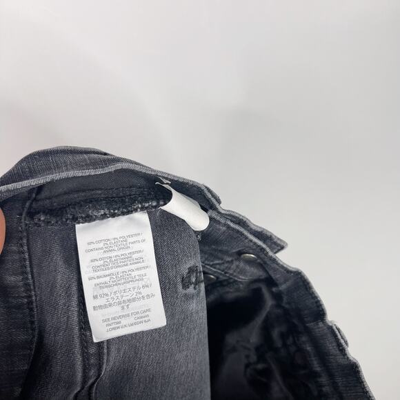 Madewell 26 9" Mid-Rise Skinny Jeans Berkeley Black Button Through Chewed Hems - Picture 9 of 14